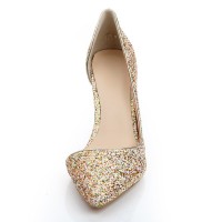 Women's Patent Leather Closed Toe Stiletto Heel With Sequin High Heels