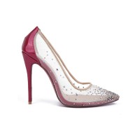 Women's Patent Leather Closed Toe with Hot Drilling Stiletto Heel High Heels