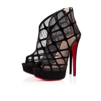Women's Suede Peep Toe Stiletto Heel Platform Black Sandals Shoes