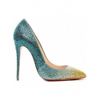 Women's Sheepskin Closed Toe Stiletto Heel With Rhinestone High Heels