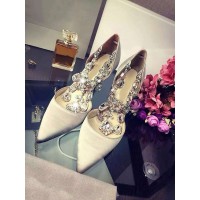 Women's Closed Toe Satin Stiletto Heel With Rhinestone Chain High Heels