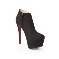 Women's Black Closed Toe Stiletto Heel With Zipper High Heels