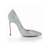 Women's Stiletto Heel Closed Toe Patent Leather With Rhinestone High Heels