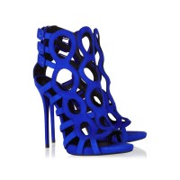 Women's Suede Peep Toe Stiletto Heel Sandals Shoes