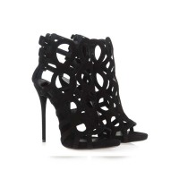 Women's Stiletto Heel Suede Peep Toe Sandals Shoes