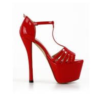 Women's Stiletto Heel Patent Leather Peep Toe Platform High Heels