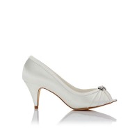 Women's Satin PU Peep Toe Spool Heel Wedding Shoes