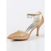 Women's Mary Jane Closed Toe Cone Heel With Rhinestone High Heels